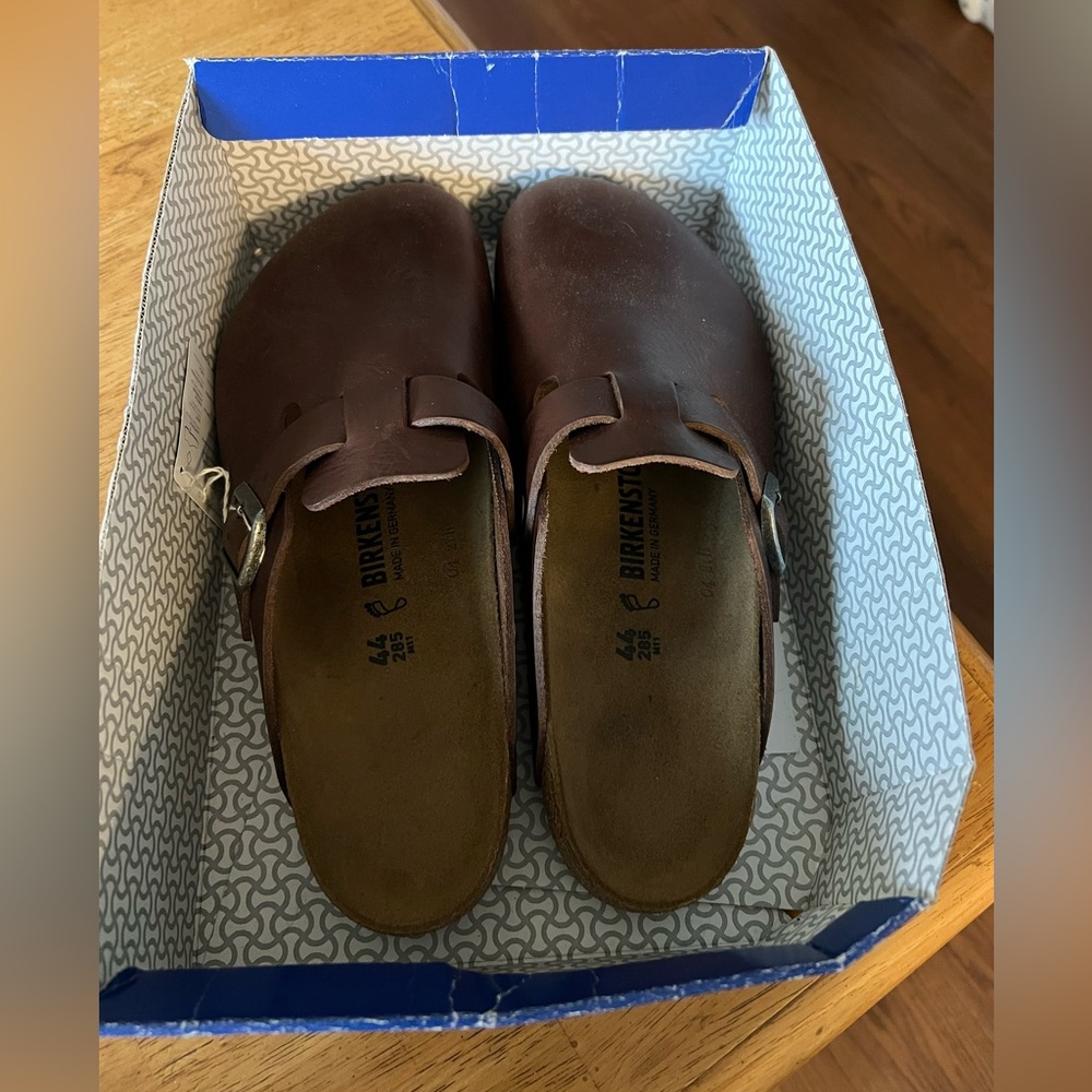 Birkenstock Boston size 44 vintage wood roast new in box
